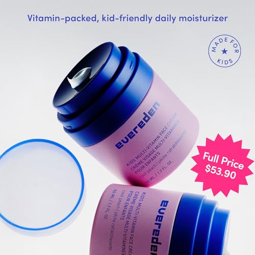 Evereden Kids Face Cream: Cool Peach, 1.7 oz. | Face Lotion | Clean and Non-Toxic Face Moisturizer | Multi-Vitamin Skin Care for Kids | Pack of 2