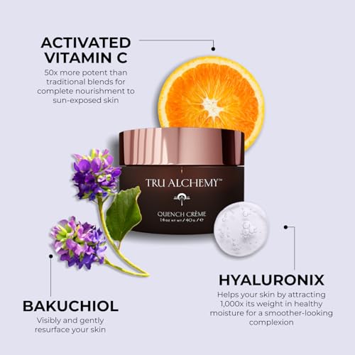 Tru Alchemy Quench Cr?me Daily Facial Moisturizer | Hyaluronic Acid, Vitamin C, & Bakuchiol (better than Retinol) | Daily Firming Skin Moisturizer Face Cream for Women | 1.7 fl oz/48 g