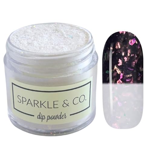 Sparkle & Co. Dip Powders ? dp.332 Sunshadow (White to Black Opal Sun Change) 1 Ounce Dipping Powder Jar For Manicure DIY Spring Shade, No Lamp Needed
