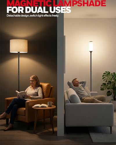 LED Floor Lamp Dimmable with Remote Control, Full Spectrum Eye-Caring Light