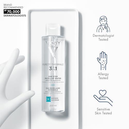Vichy Puret? Thermale One Step Micellar Water Makeup Remover & Facial Toner, Micellar Cleansing Water & Vitamin B5, No Rinse Needed, Gentle Eye Makeup Remover & Hydrating Toner For Face