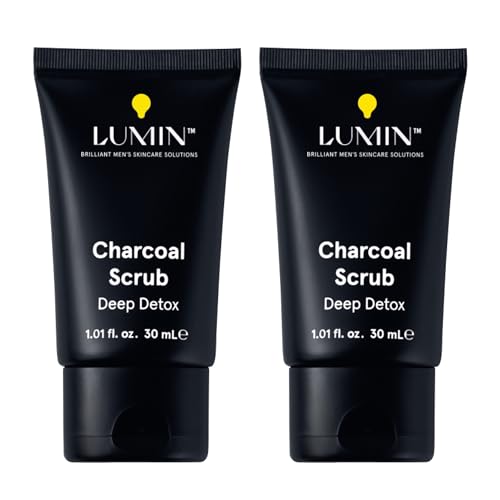 Lumin Charcoal Face Scrub for Men 1.01 Fl Oz (Pack of 2) Deep Detox Exfoliator