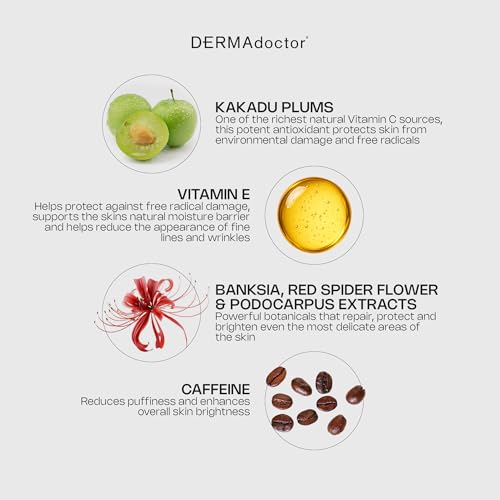 DERMAdoctor Vitamin C Eye Cream with Vitamin E ? Caffeine Under Eye Cream for Dark Circles, Puffiness, Bags, Eye Fatigue, Wrinkles & Dehydration, Anti-Aging Eye Moisturizer Souffl? - 0.5 Fl oz