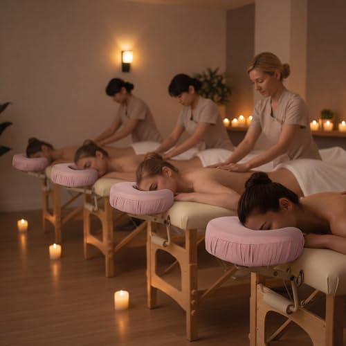 Macarrie 24 Pcs Pink Microfiber Massage Face Cradle Covers Reusable Spa & Beauty