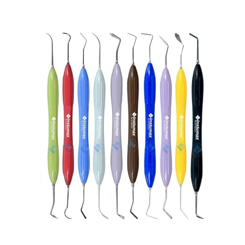 INSTUMAX 10 Pcs Dental Composite Filling Instruments Set Silicone Handles