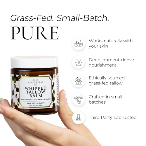 Unscented Fragrance-Free Whipped Tallow Balm – Beef Face & Body Moisturizer 3oz
