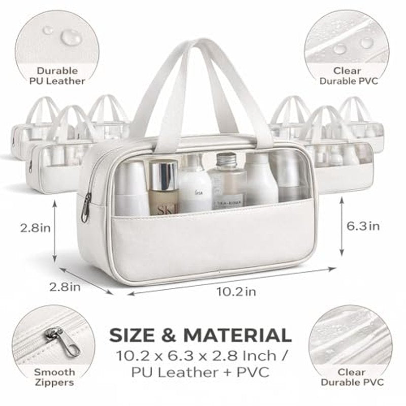 12 Pack Clear Makeup Bags with Zipper Bulk, Waterproof PVC Cosmetic Pouches for Toiletries, Travel & Business Trips, Reusable Organizer Bags for Wedding Favors, Men & Women