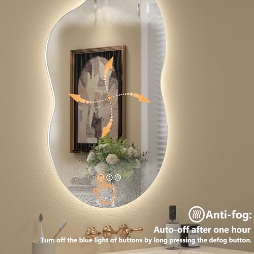 Cloud-Shaped Backlit LED Vanity Mirror with Lights - 36x24 Inches, Cloud Variation