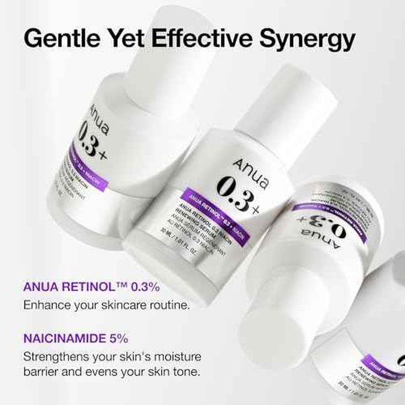 Anua Retinol Serum for Anti-Aging, Textured skin | 0.3% Retinol, 5% Niacinamide, 20+Soothing Ingredients Gentle for Beginner (30ml /1.01 fl.oz.)