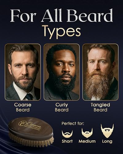 Crown Quality Rosewood Luxury Beard Brush with Soft Boar Bristles - High Gloss Finish