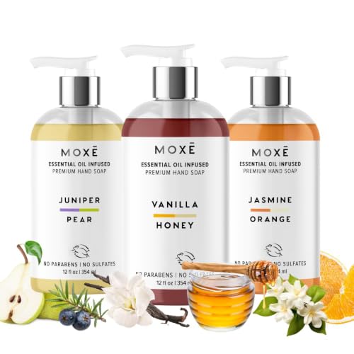 MOXE Scented 3 Pack Hand Wash - Organic, Gentle Formula, 12oz Each (Variety Pack)