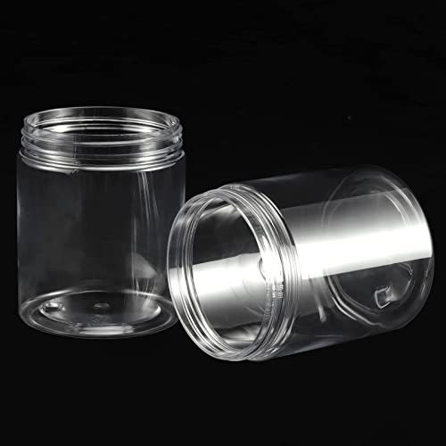 JEUIHAU 46 Pack 8 OZ Plastic Jars with Lids, Clear Empty Slime Storage Containers with Screw On Lids, Plastic Cosmetic Containers for Slime Making, Food, Beauty Products, BPA Free