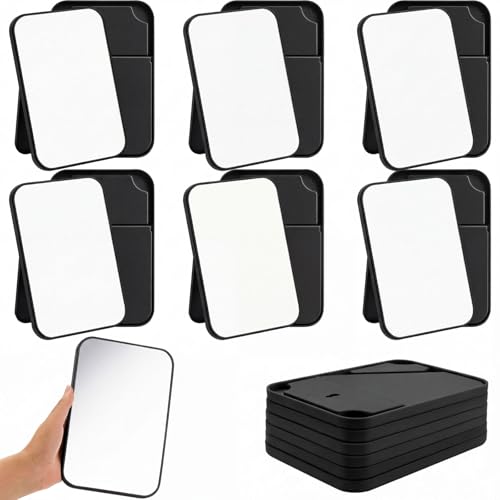 12 Pack Portable Black Tabletop Makeup Mirrors with Stand - 8x5 Inch