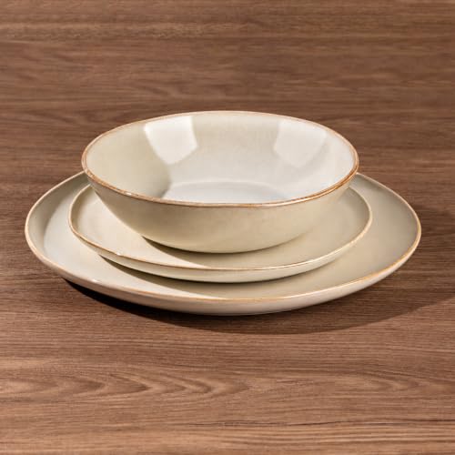 Ceramic Dinnerware Set for 6 - 18 Pieces Plates and Bowls, Lead-Free & Microwave Safe