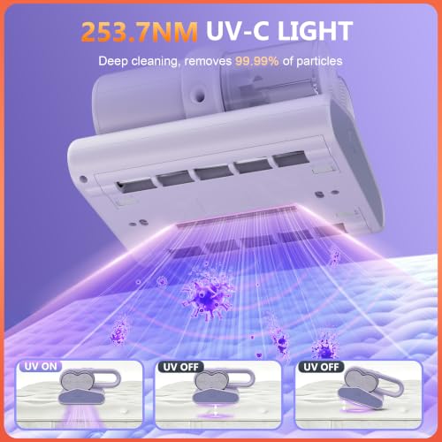 Purple Mattress Vacuum Cleaner with UV-C Light, 16Kpa Suction Bed & Sofa Dust Remover