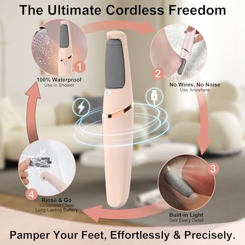Electric Foot File Callus Remover for Feet Rechargeable & WaterSafe