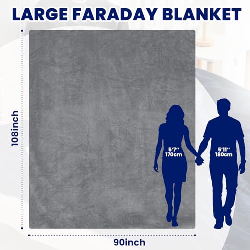 Preboun Faraday Blanket Flannel Grey 108 x 87 Inch EMF Protection Throw