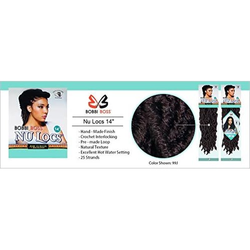 Bobbi Boss Synthetic Hair Crochet Braids African Roots Braid Collection Nu Locs 14" (4-PACK, 1B)