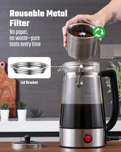 10-Cup Electric Percolator Coffee Pot with Borosilicate Glass Carafe