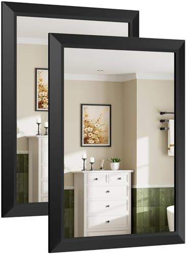 Briivue 22x30 Black Bathroom Mirror for Over Sink - 2 Pack, Modern Beveled Frame