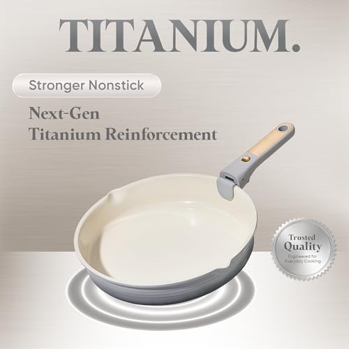 CAROTE 20-Piece Titanium Cookware Set with Detachable Handles - Gradient Grey
