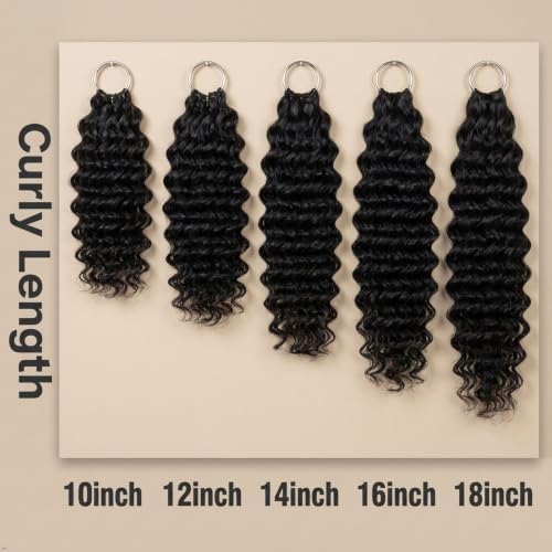 Deep Wave Synthetic Crochet Hair Extensions - 10 Inch, 100g Natural Black #1B