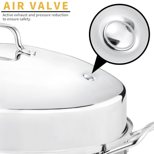 Large 22-Inch Stainless Steel Roasting Pan with Rack & Lid for Oven, Oval Turkey Roaster