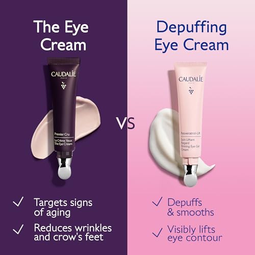 Caudalie Resveratrol-Lift Firming Depuffing Eye Gel Cream with Peptides, Hyaluronic Acid, and Vegan Collagen I - 15 mL