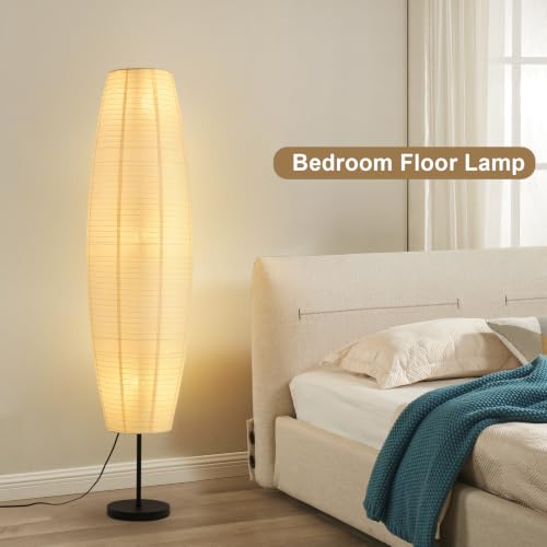 Off-White Paper Floor Lamp with 3 Lights - Black & White Variation
