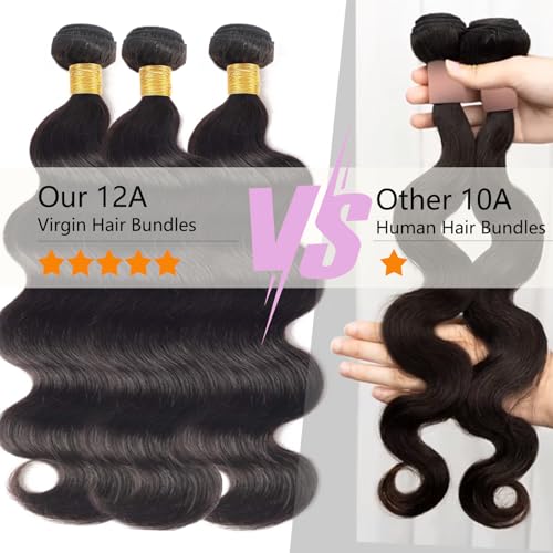 Chikamlty 10 Inch Black Body Wave Human Hair Bundles 12A Virgin Remy Extensions