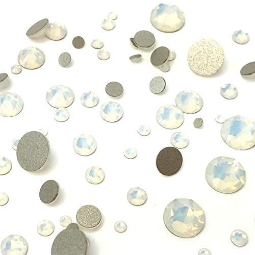 144pcs White Opal Swarovski Flatback Crystals Assorted Sizes for Crafts & Jewelry