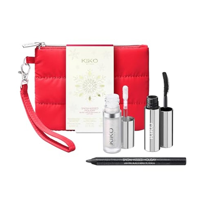 KIKO Milano|Snow-Kissed Holiday Secret Santa Mini Make Up Gift Set|Makeup Gift Set: volumising mascara, eye pencil, and liquid highlighter in miniature form