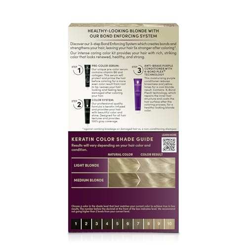 Schwarzkopf Keratin Color Permanent Hair Color, 10.1 Extra Light Ash Blonde, 1 Application-Salon Inspired Permanent Hair Dye, for up to 80% Less Breakage vs Untreated Hair and up to 100% Gray Coverage