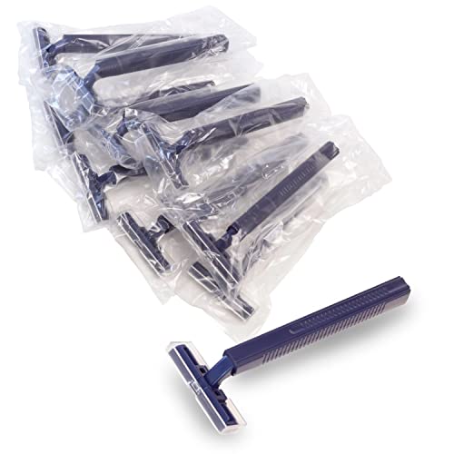 144 Pack Disposable Twin Blade Razors with Safety Cap - Individually Wrapped