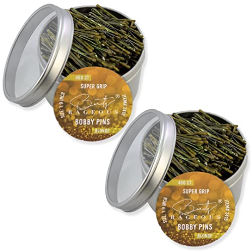 Beauty Rageous Blonde Super Grip Bobby Pins 1.9 Inch - 800 Count in Reusable Tin