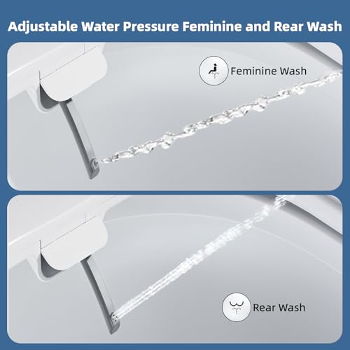 Elongated Bidet Toilet Seat with Soft Close, Button & Knob Control, White, Black Buttons Variation