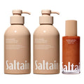 Saltair 2-Pack Body Wash and Shimmering Body Oil Set ? Moisturizing Cleanser and Dry Oil Moisturizer with Light-Reflecting Pearl Pigments. After-Shower Skincare Glow ? Santal Bloom Scent
