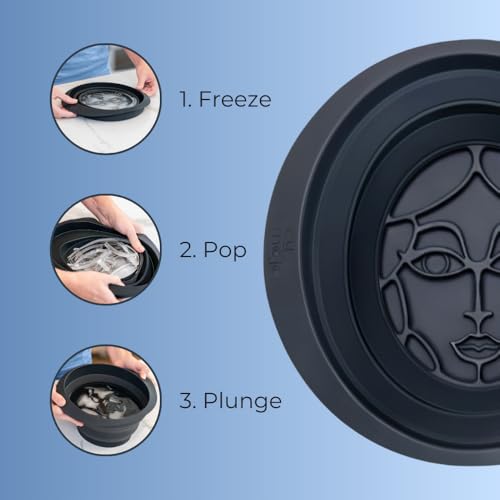 Facial Cold Plunge¢â | Collapsible Silicone Ice Facial Bowl with Built-In Ice Tray | Portable Face Ice Bath for Skin Tightening, Puffiness, Acne Relief & Glow (Soft Pink) (Dark Blue)