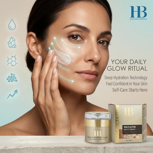 Dead Sea Anti-Aging Night Cream for Face & Neck - Hydrating Moisturizer with Hyaluronic Acid & Caviar Extract