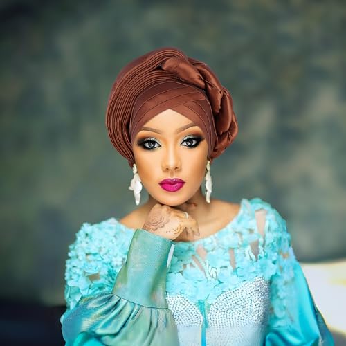 African Turban Cap Braids Headwrap - One Size Coffee NJYFG