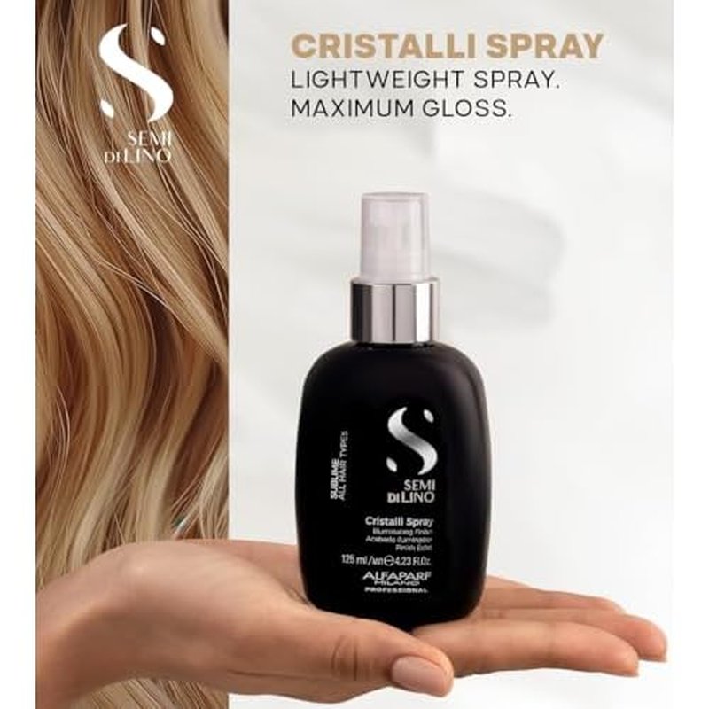 Alfaparf Milano Semi Di Lino Sublime Cristalli Smoothing Finishing Spray - Lightweight - Provides Shine and Protection - Professional Salon Quality - 4.23 fl. oz.