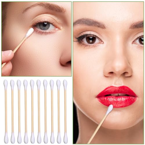 50 Pack White Double Round Bamboo Cotton Swabs for Makeup & Ear Care - 5000 Count