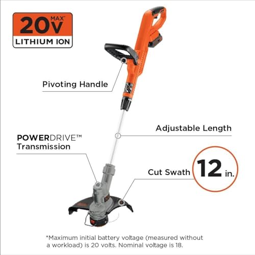 20V Cordless String Trimmer & Edger Kit - 12-Inch, Auto Spool, Lightweight