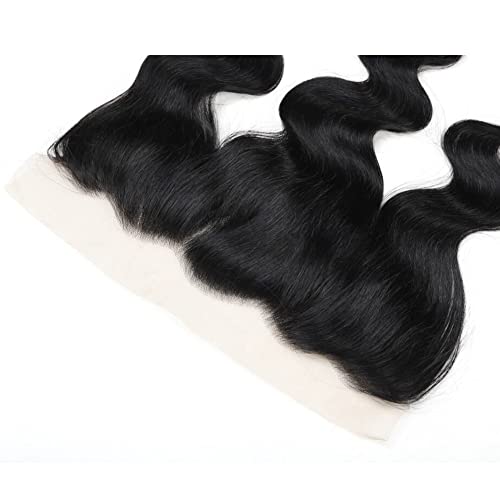 Brazilian Human Hair Frontal Closure 13x4 Body Wave 150% Density Pre-Plucked Natural Black