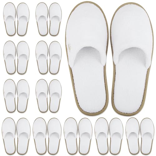 BERGMAN KELLY - Spa Slippers - Disposable Indoor House Slippers - Closed Toe House Shoes for Men & Women - Value Pack Hotel Indoor Shoes for Guests - Washable & Reusable for Travel & Wedding
