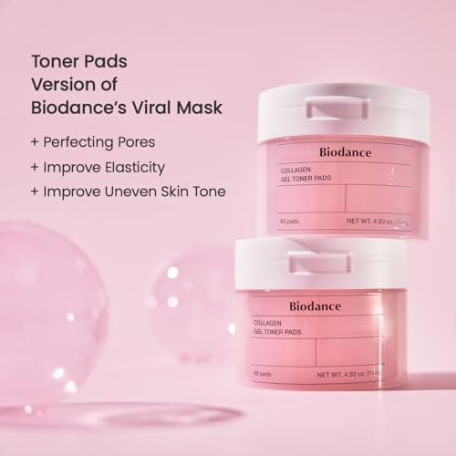 BIODANCE Collagen Gel Toner Pads for Pore Minimizing & Skin Firming - Sensitive Skin, 60 Pads