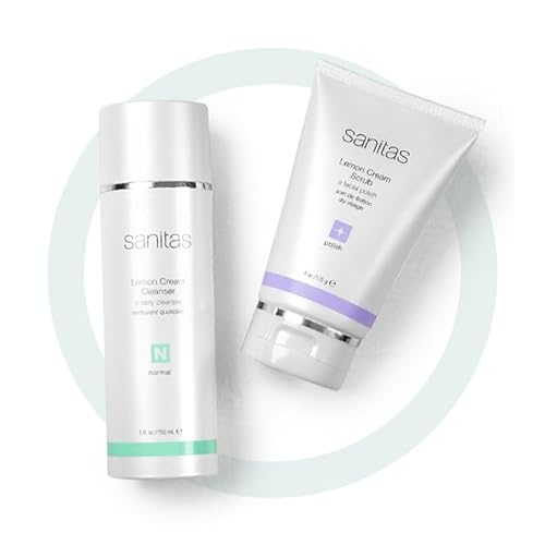 Sanitas Skincare Lemon Cream Duo, Enriching Cleanser and Facial Scrub, Vitamin C, Vitamin E, Jojoba Oil