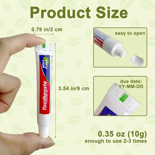 200Pcs Travel Size Disposable Toothpaste Set - Mint Flavor, 0.35oz, For Hotels & Guests - Variation of 200-Count