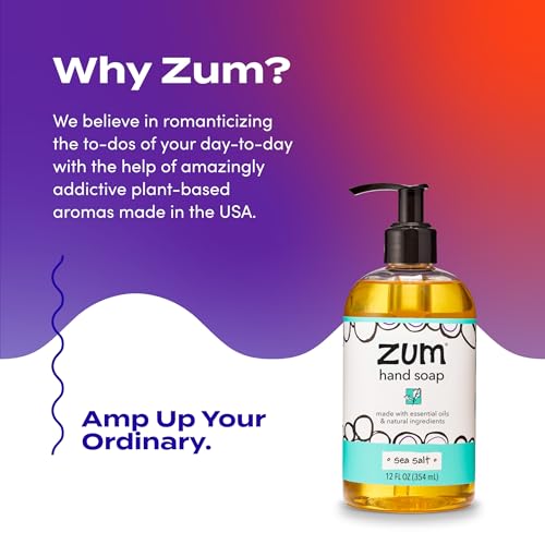 Zum Indigo Wild Hand Soap - Natural Liquid Hand Soap - for Bathroom & Kitchen - Sea Salt Scent - 12 oz (4 Pack)