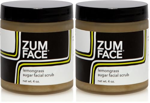 Zum Indigo Wild Lemongrass Sugar Facial Scrub 4 oz Pack of 2 - Gentle Exfoliator with Jojoba, Coconut & Olive Oils
